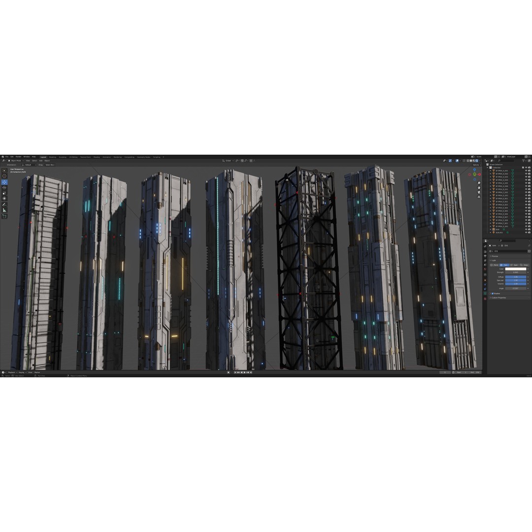 Sci-Fi Column 3D Model – Low Poly PBR Kit, FBX & OBJ Formats - View 20