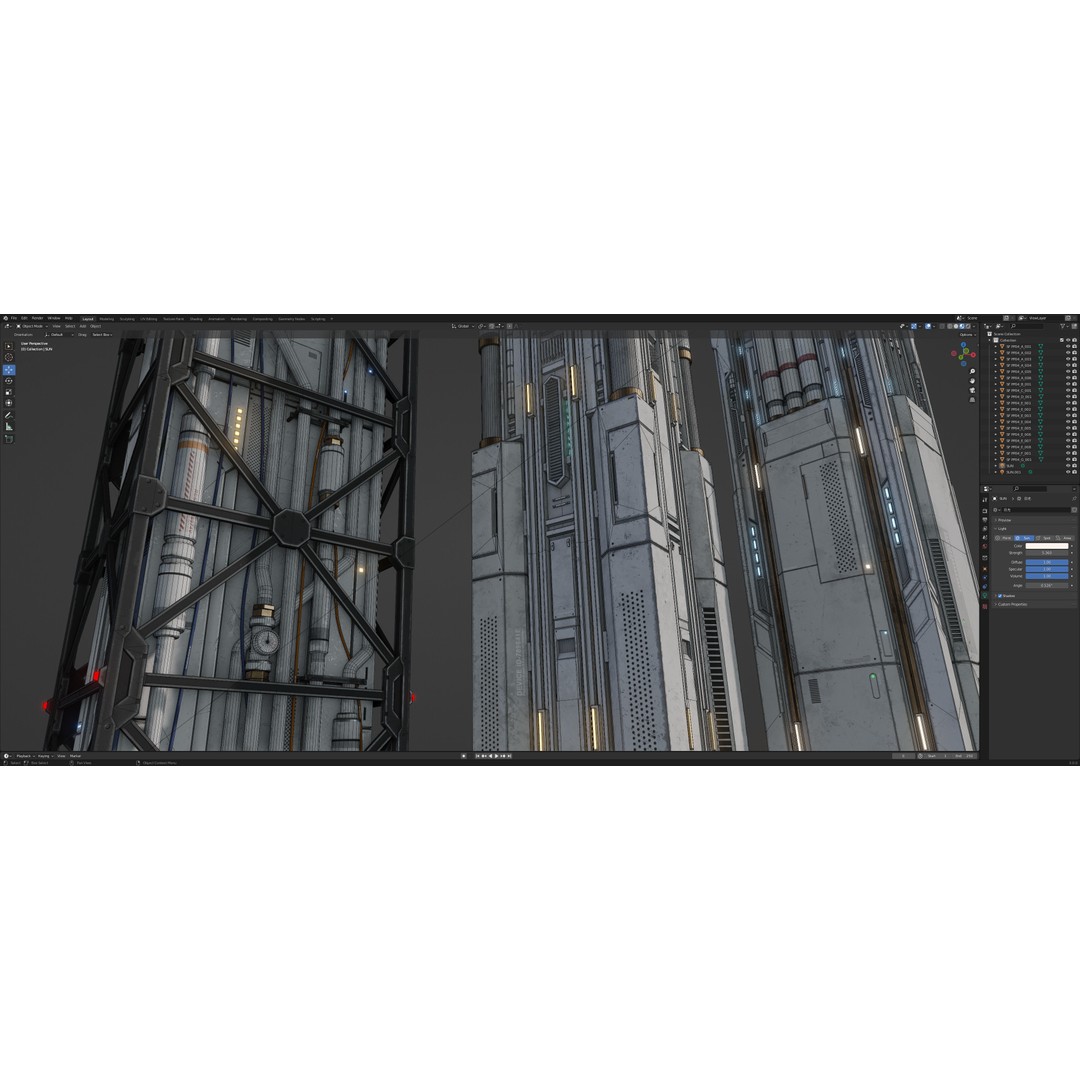 Sci-Fi Column 3D Model – Low Poly PBR Kit, FBX & OBJ Formats - View 22