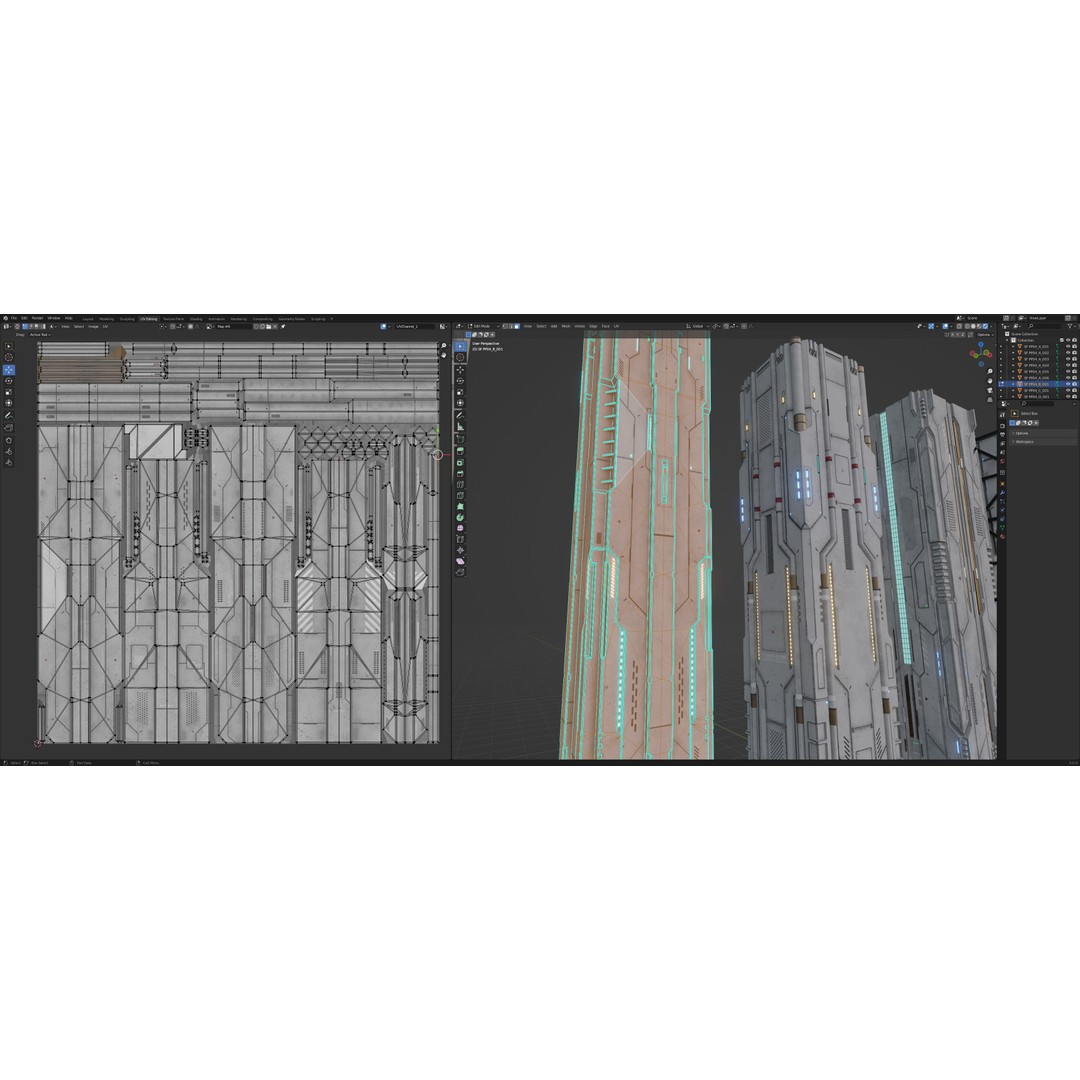 Sci-Fi Column 3D Model – Low Poly PBR Kit, FBX & OBJ Formats - View 23