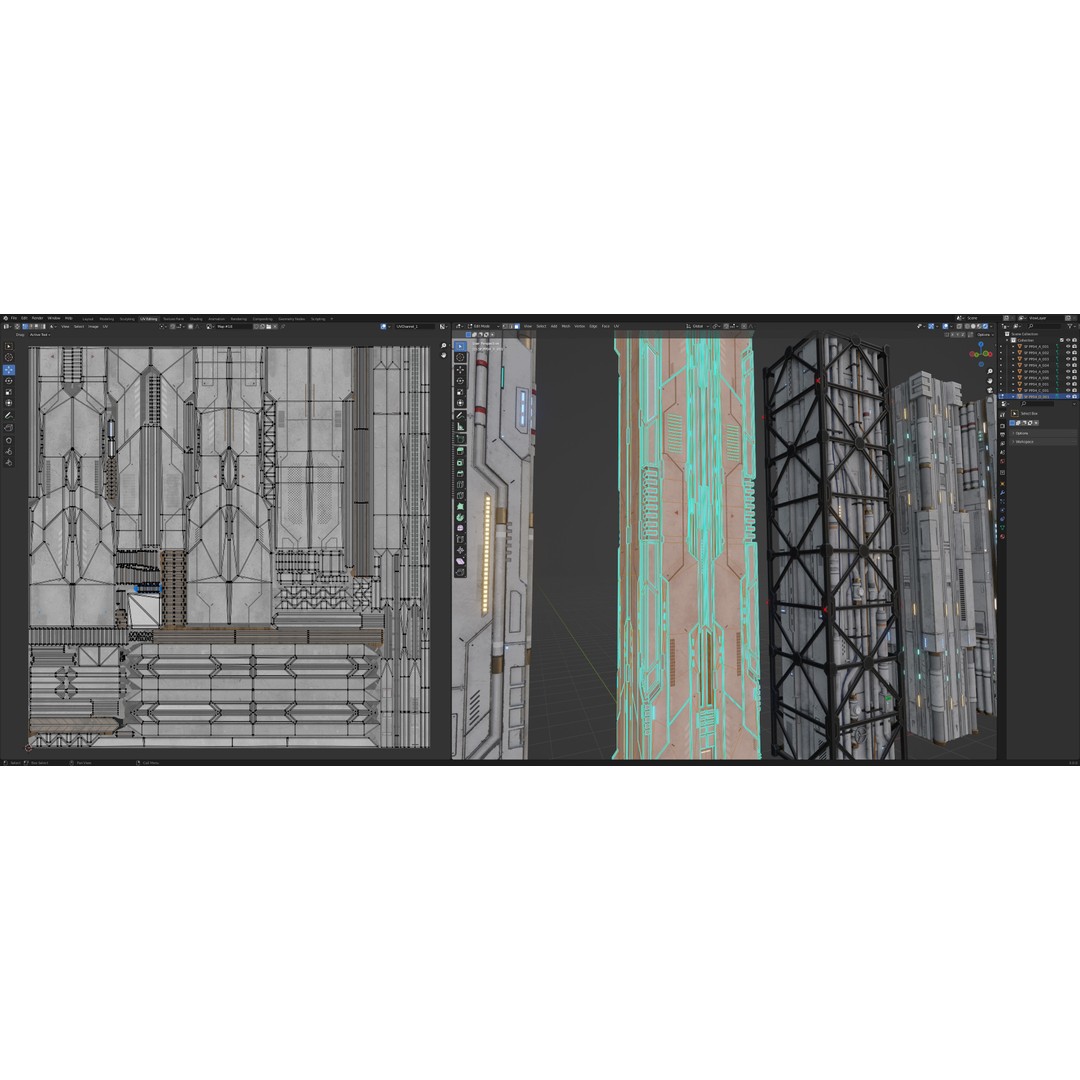 Sci-Fi Column 3D Model – Low Poly PBR Kit, FBX & OBJ Formats - View 24