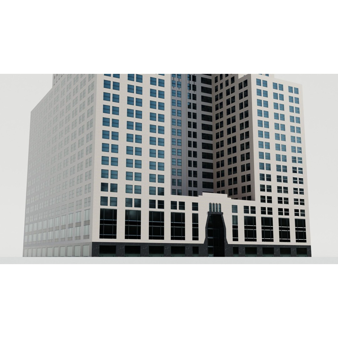 NYC Old Tall Skyscrapers 3D Model – Low Poly Urban Asset, FBX, OBJ - View 14