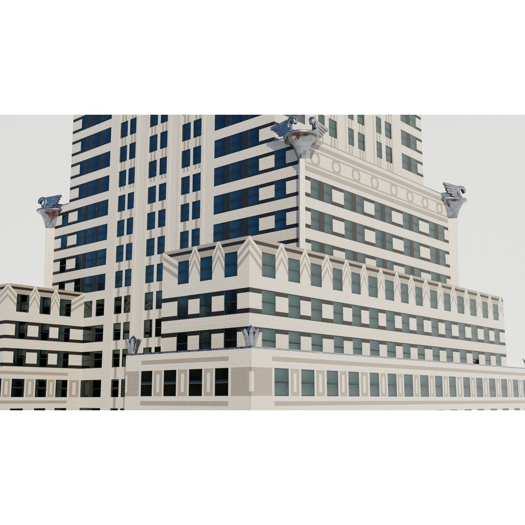 NYC Old Tall Skyscrapers 3D Model – Low Poly Urban Asset, FBX, OBJ - View 15