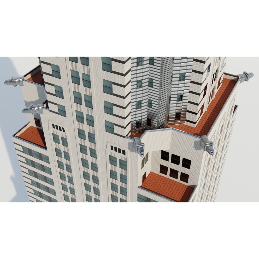 NYC Old Tall Skyscrapers 3D Model – Low Poly Urban Asset, FBX, OBJ - View 16