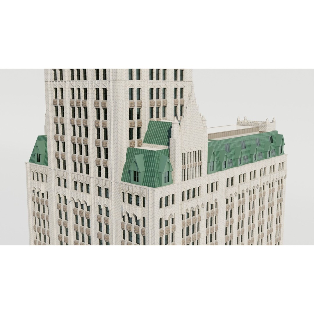 NYC Old Tall Skyscrapers 3D Model – Low Poly Urban Asset, FBX, OBJ - View 21