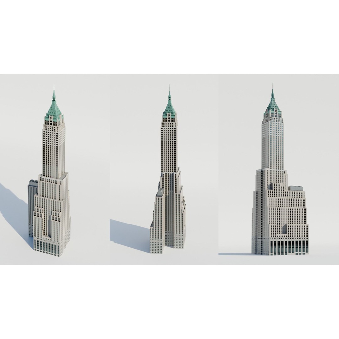 NYC Old Tall Skyscrapers 3D Model – Low Poly Urban Asset, FBX, OBJ - View 23