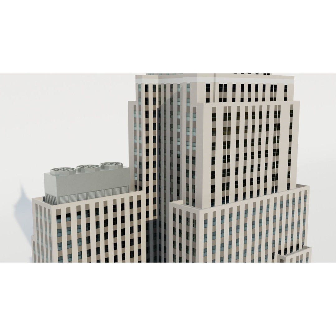 NYC Old Tall Skyscrapers 3D Model – Low Poly Urban Asset, FBX, OBJ - View 26