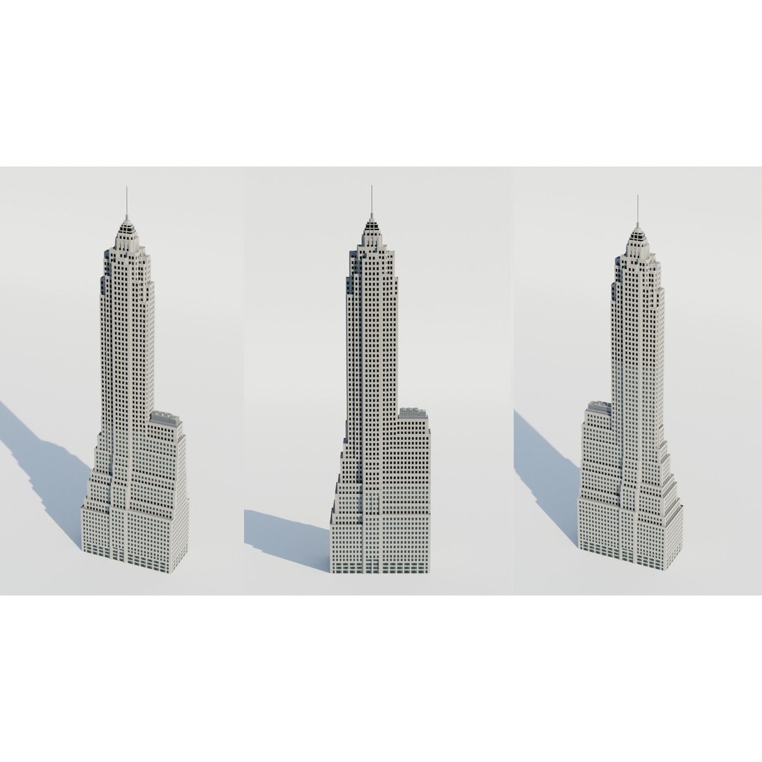 NYC Old Tall Skyscrapers 3D Model – Low Poly Urban Asset, FBX, OBJ - View 28