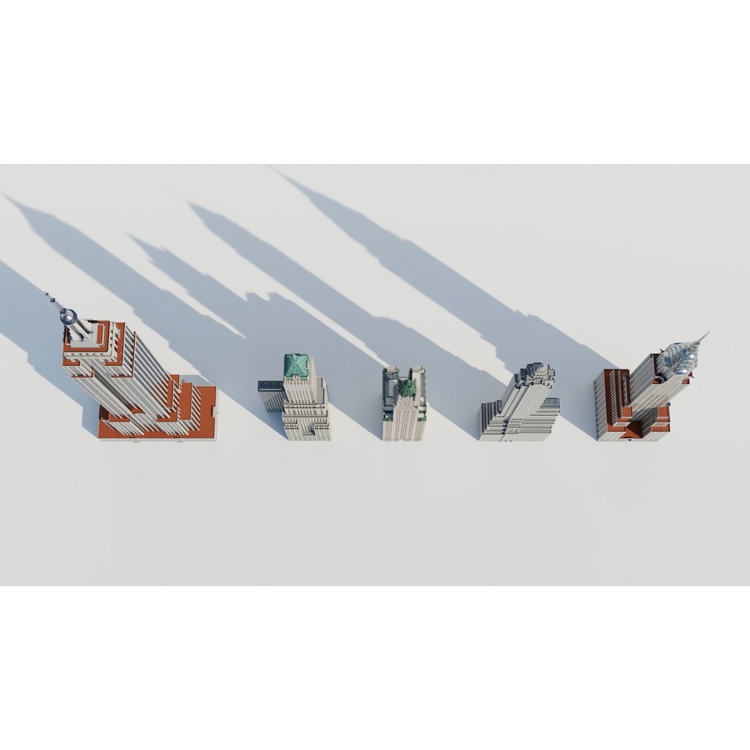 NYC Old Tall Skyscrapers 3D Model – Low Poly Urban Asset, FBX, OBJ - View 5