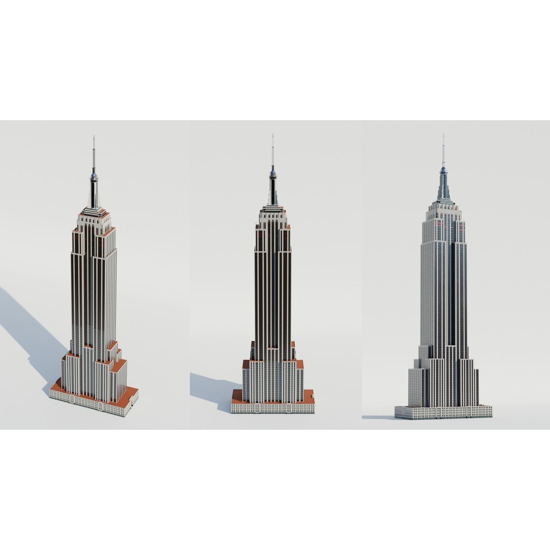 NYC Old Tall Skyscrapers 3D Model – Low Poly Urban Asset, FBX, OBJ - View 6