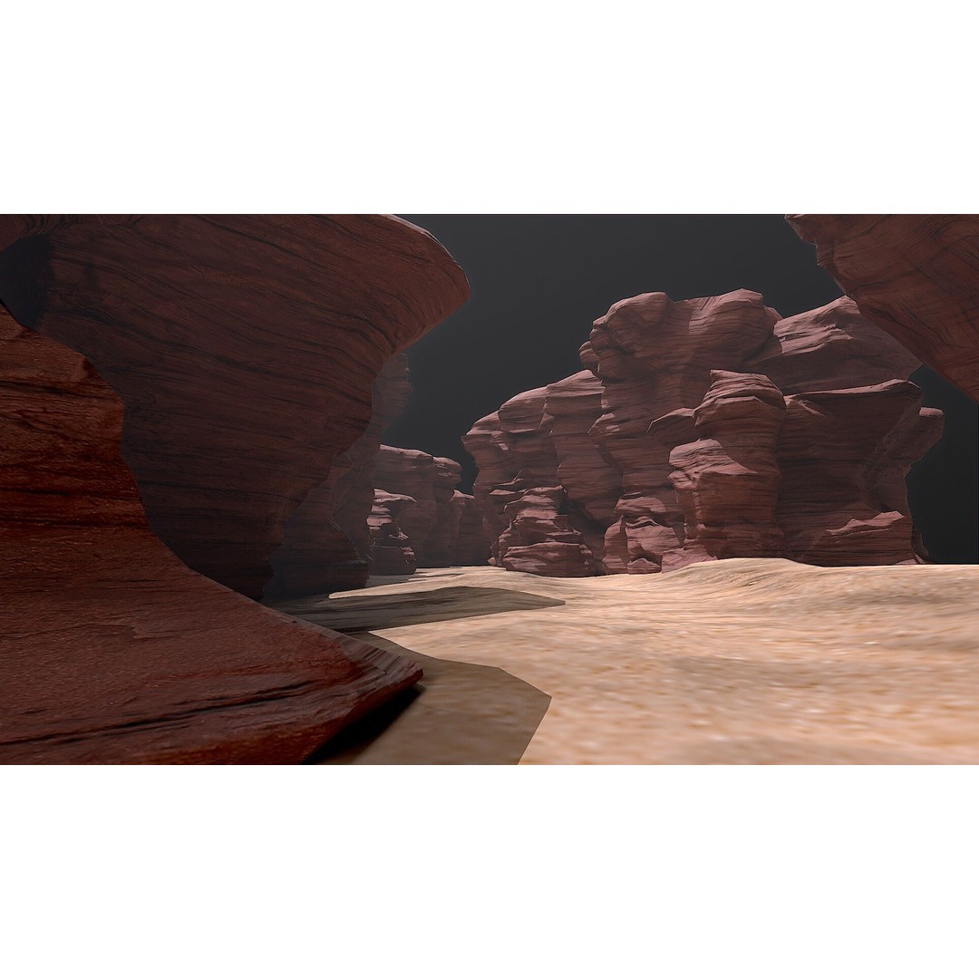 Canyon Cliff Rocks 3D Model – Low Poly Game Ready Terrain, FBX - View 11