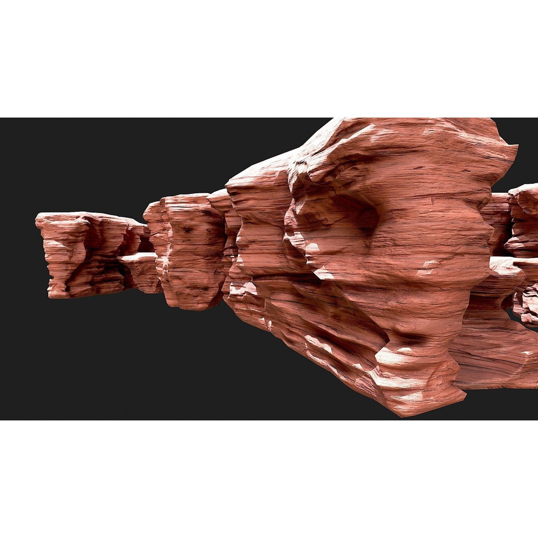 Canyon Cliff Rocks 3D Model – Low Poly Game Ready Terrain, FBX - View 12