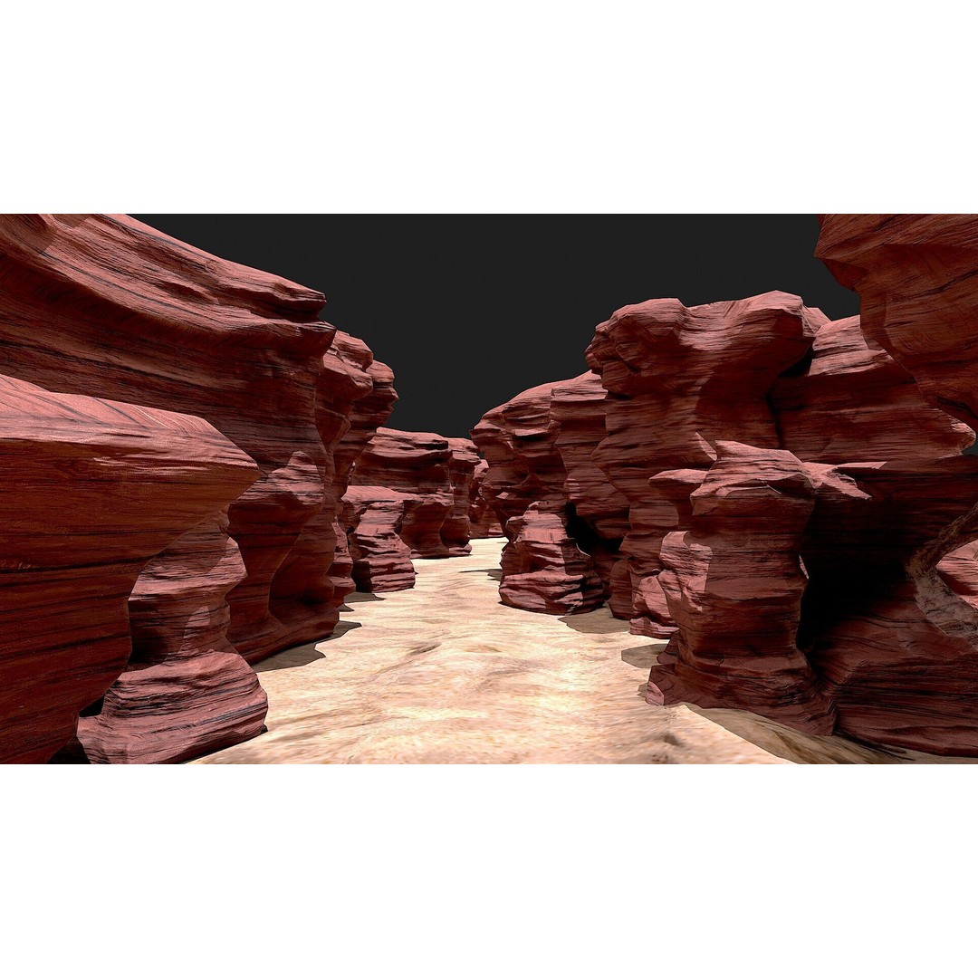 Canyon Cliff Rocks 3D Model – Low Poly Game Ready Terrain, FBX - View 13