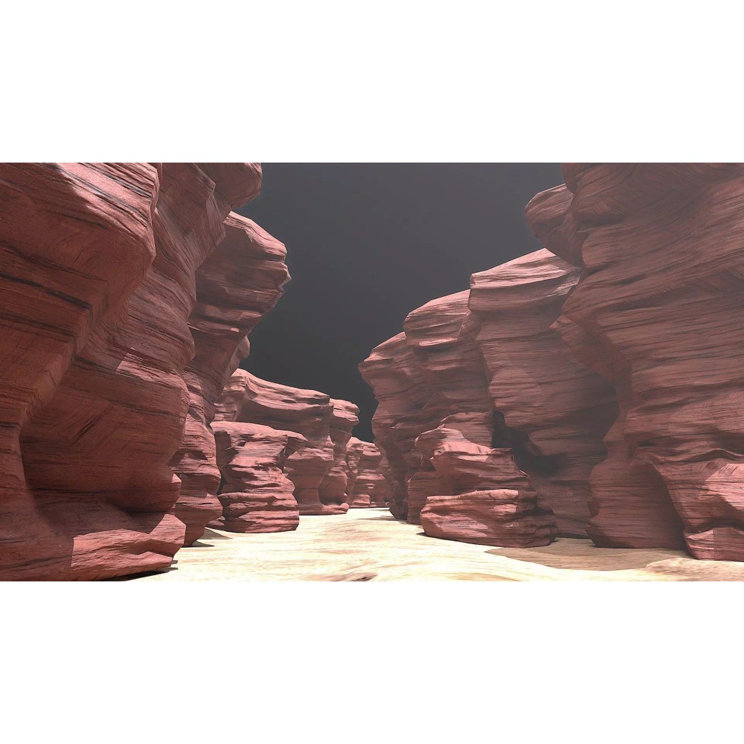 Canyon Cliff Rocks 3D Model – Low Poly Game Ready Terrain, FBX - View 2