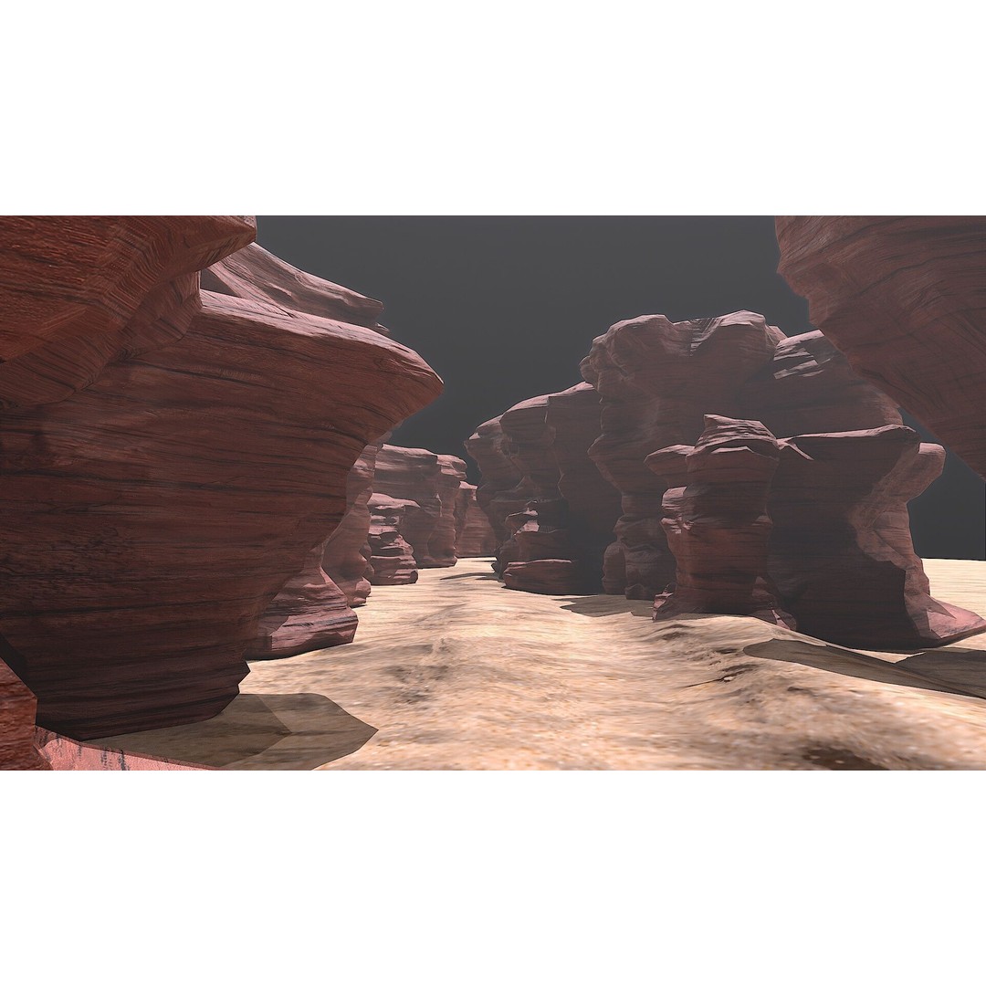 Canyon Cliff Rocks 3D Model – Low Poly Game Ready Terrain, FBX - View 3
