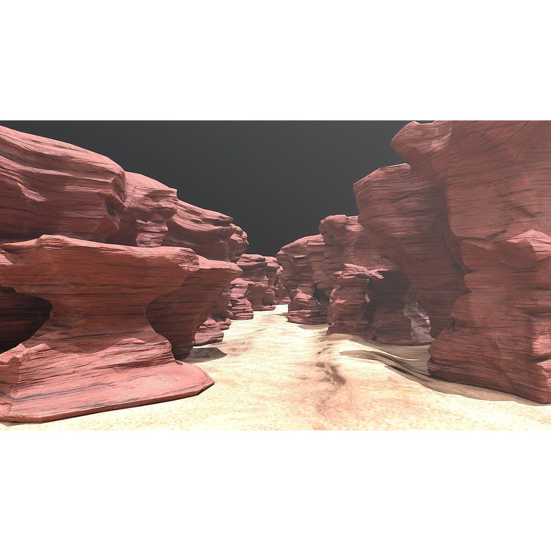 Canyon Cliff Rocks 3D Model – Low Poly Game Ready Terrain, FBX - View 4