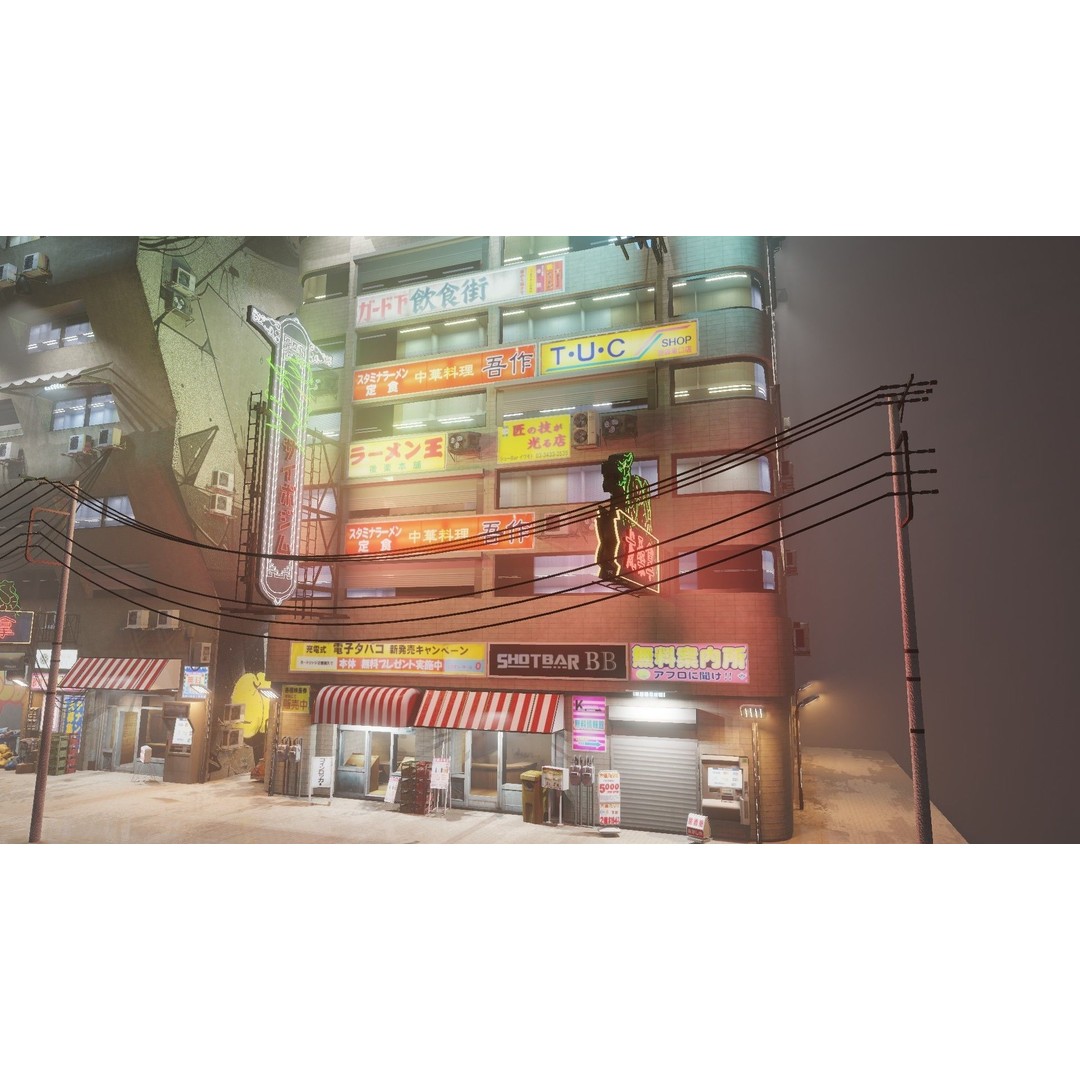 Cyberpunk Street 3D Model – Low Poly Urban Scene with Neon Lights - View 10