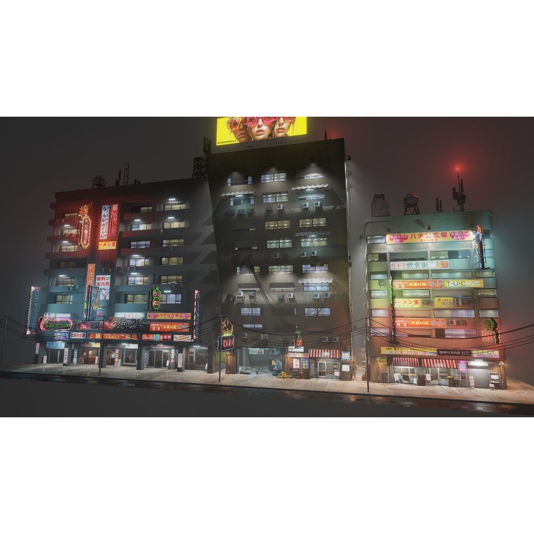Cyberpunk Street 3D Model – Low Poly Urban Scene with Neon Lights - View 11