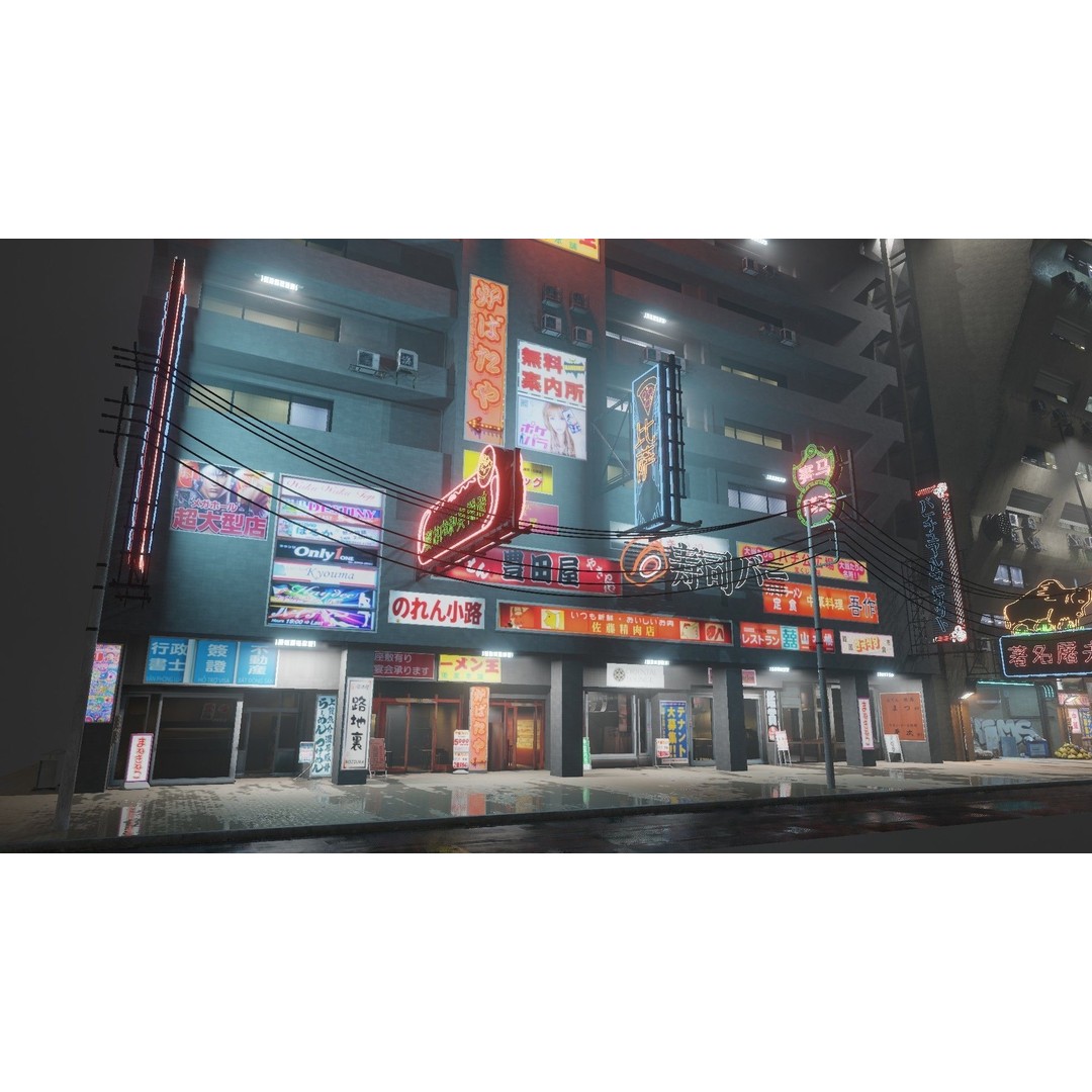 Cyberpunk Street 3D Model – Low Poly Urban Scene with Neon Lights - View 12