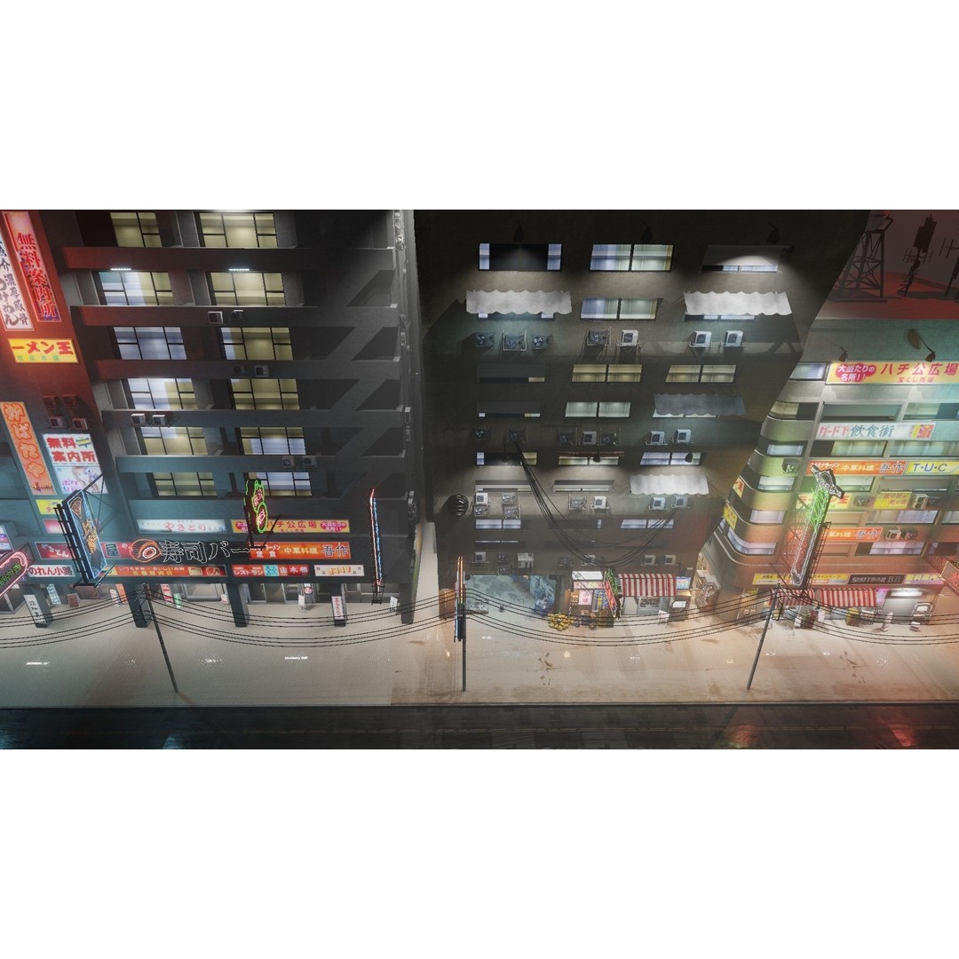 Cyberpunk Street 3D Model – Low Poly Urban Scene with Neon Lights - View 14