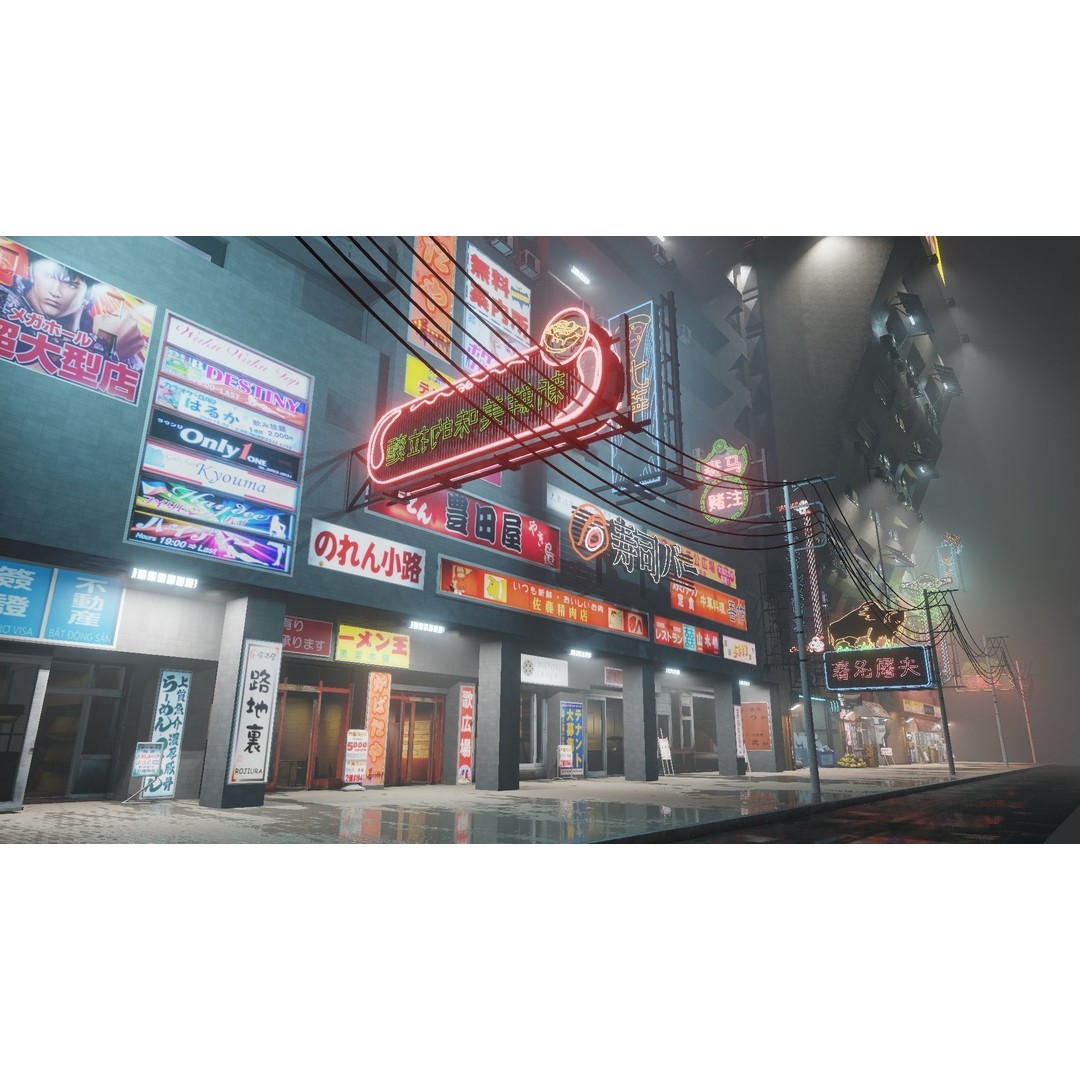 Cyberpunk Street 3D Model – Low Poly Urban Scene with Neon Lights - View 15