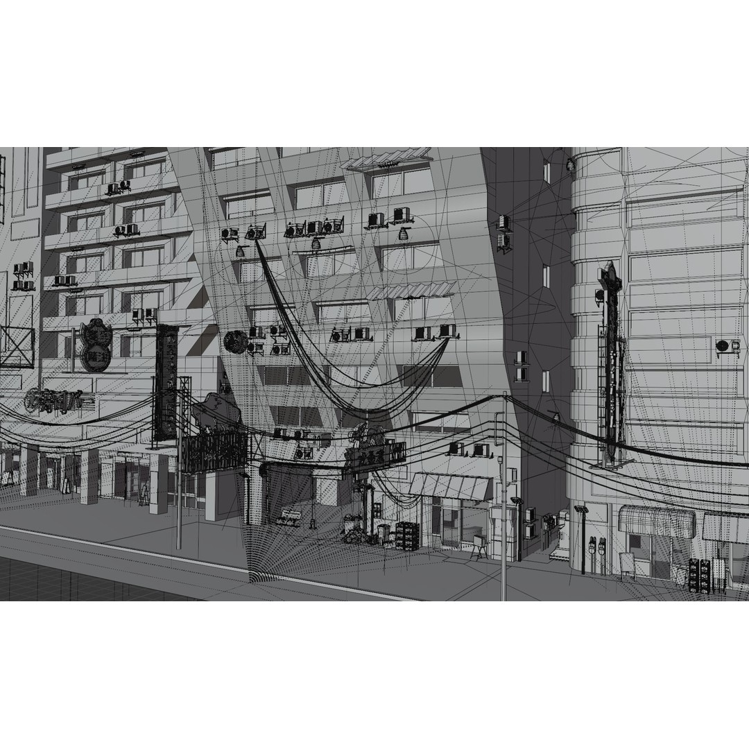 Cyberpunk Street 3D Model – Low Poly Urban Scene with Neon Lights - View 17