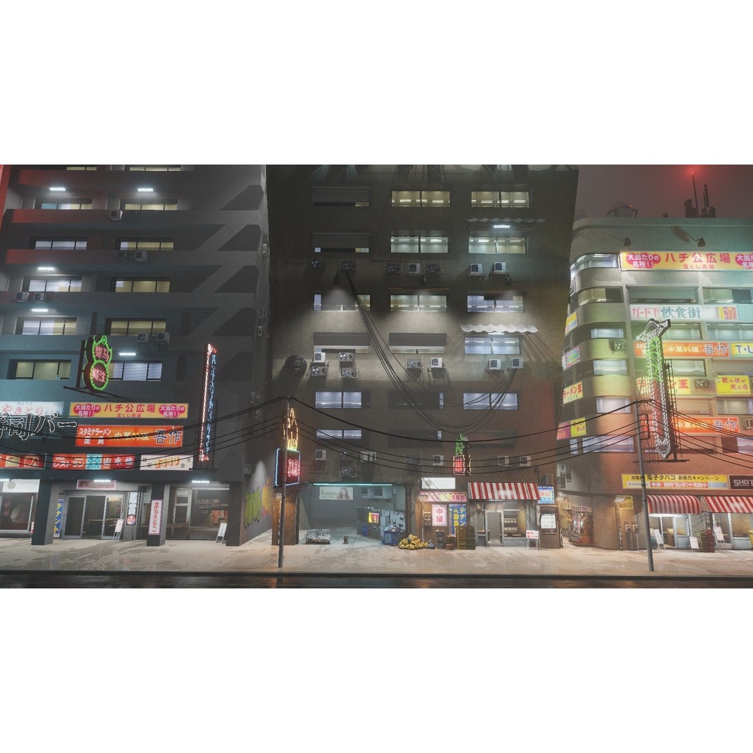 Cyberpunk Street 3D Model – Low Poly Urban Scene with Neon Lights - View 3