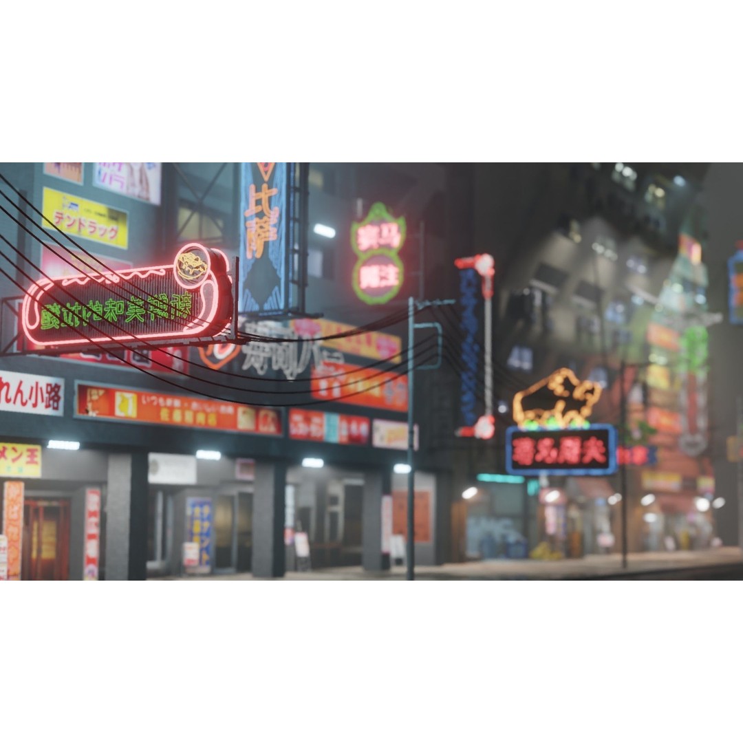 Cyberpunk Street 3D Model – Low Poly Urban Scene with Neon Lights - View 6