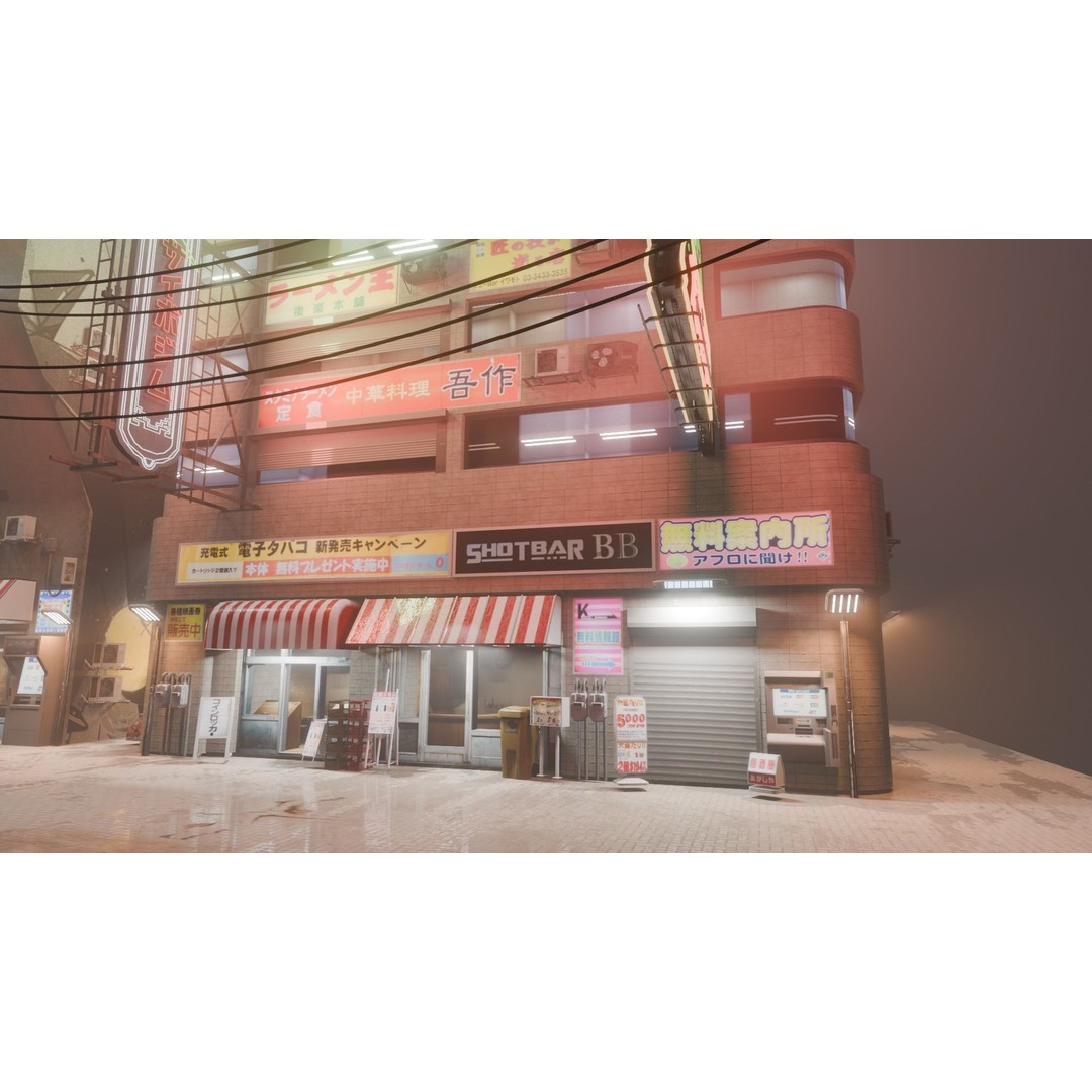 Cyberpunk Street 3D Model – Low Poly Urban Scene with Neon Lights - View 9