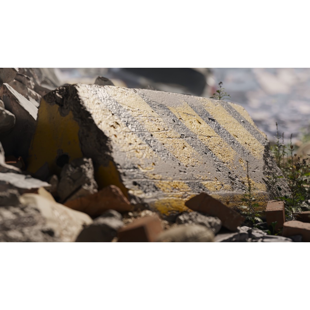 Destroyed City Scene 3D Model – Post-Apocalyptic Environment, PBR - View 3