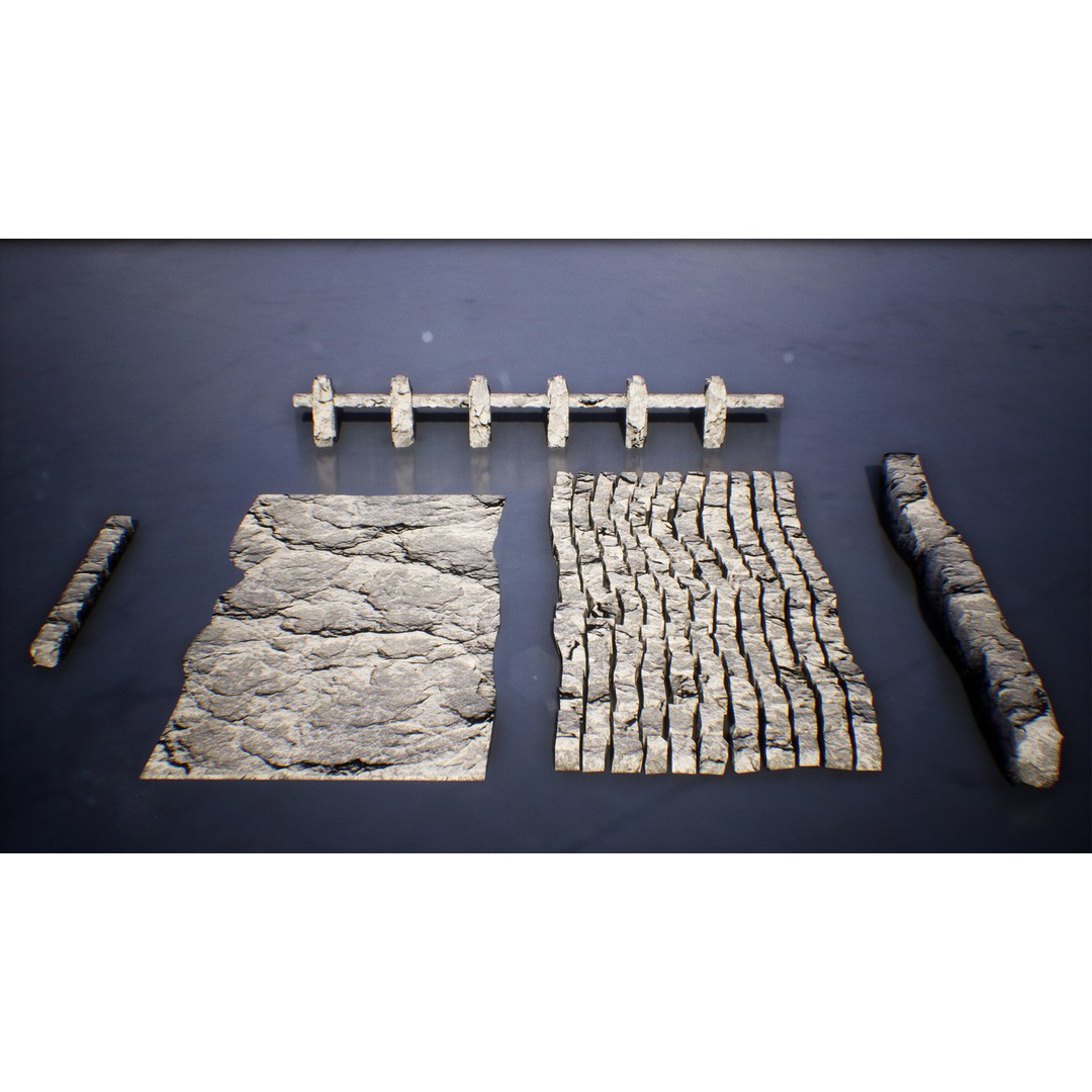 Modular Stone Bridges 3D Model – Low Poly Game Ready Asset, FBX - View 10