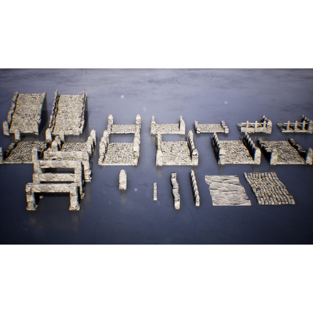 Modular Stone Bridges 3D Model – Low Poly Game Ready Asset, FBX - View 13