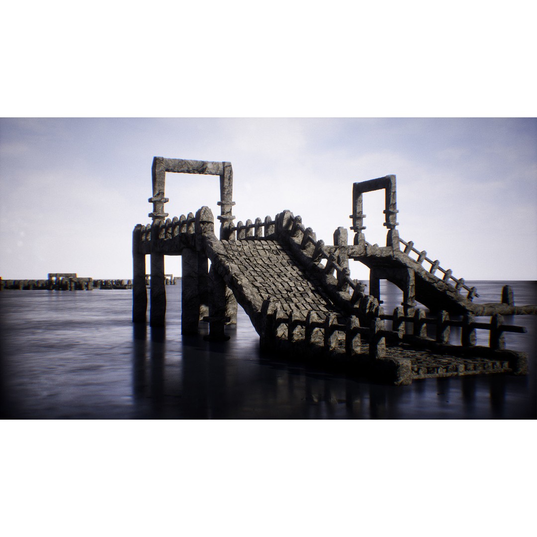 Modular Stone Bridges 3D Model – Low Poly Game Ready Asset, FBX - View 14