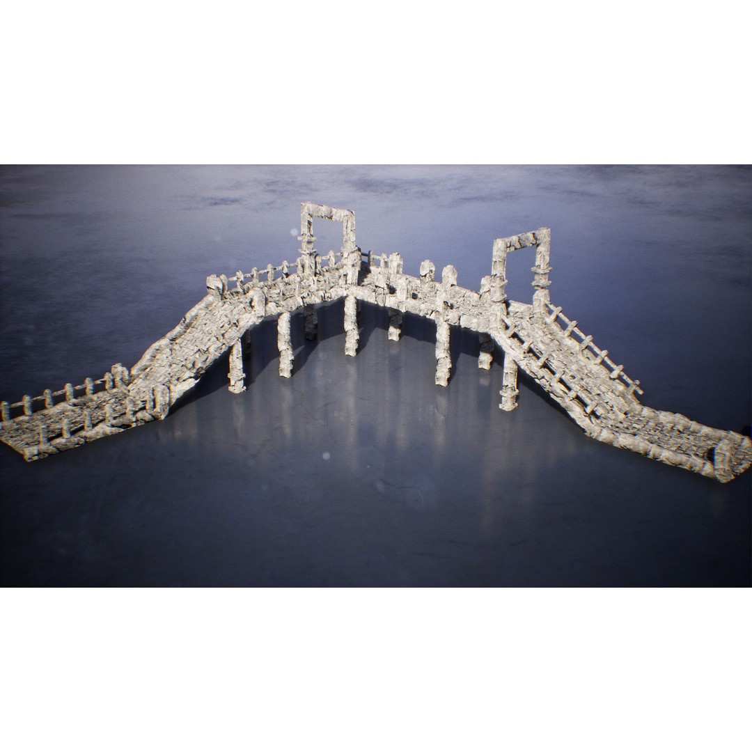 Modular Stone Bridges 3D Model – Low Poly Game Ready Asset, FBX - View 5