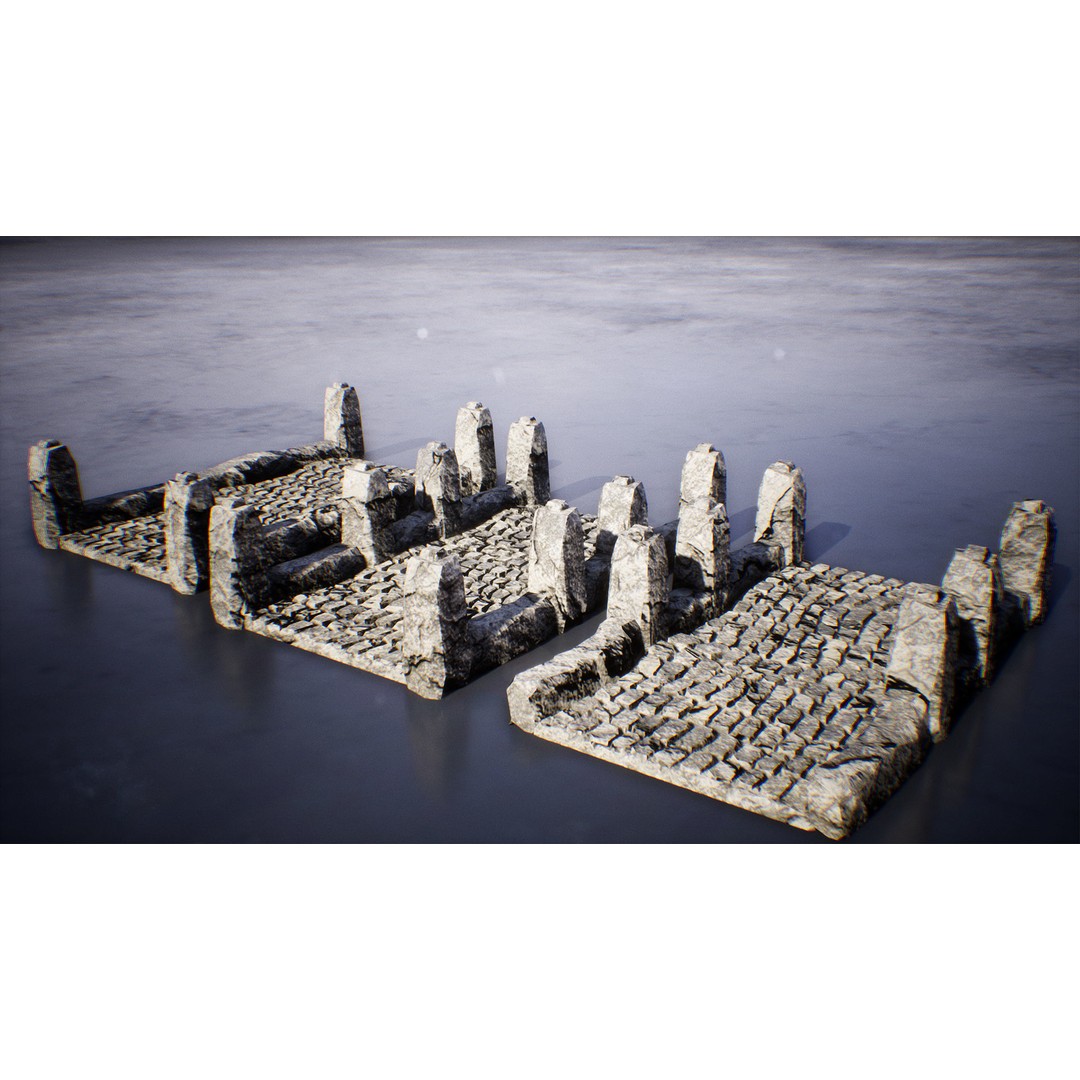 Modular Stone Bridges 3D Model – Low Poly Game Ready Asset, FBX - View 6