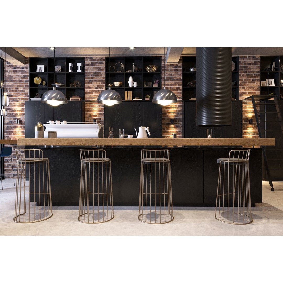 Cafe Bar 3D Model – Low Poly Interior Scene, FBX & OBJ Formats - View 10