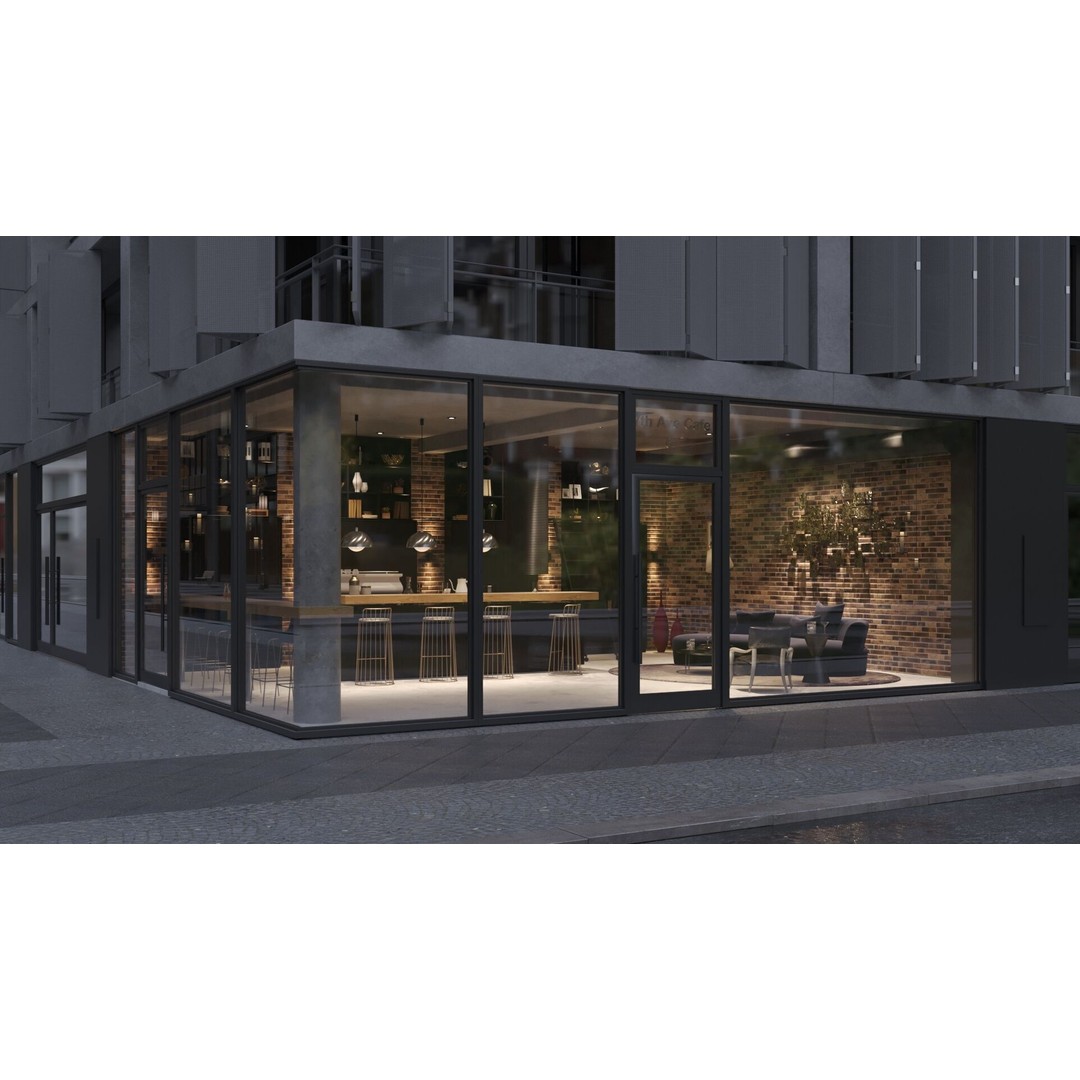 Cafe Bar 3D Model – Low Poly Interior Scene, FBX & OBJ Formats - View 4