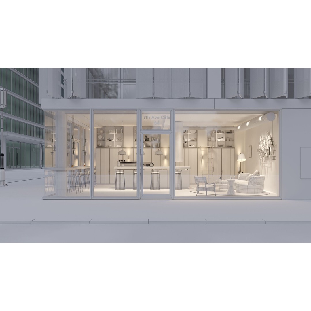 Cafe Bar 3D Model – Low Poly Interior Scene, FBX & OBJ Formats - View 5