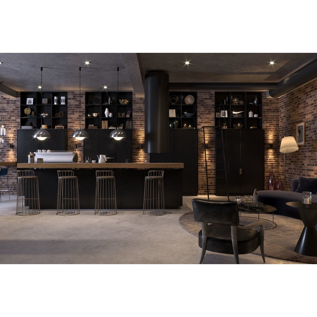 Cafe Bar 3D Model – Low Poly Interior Scene, FBX & OBJ Formats - View 6