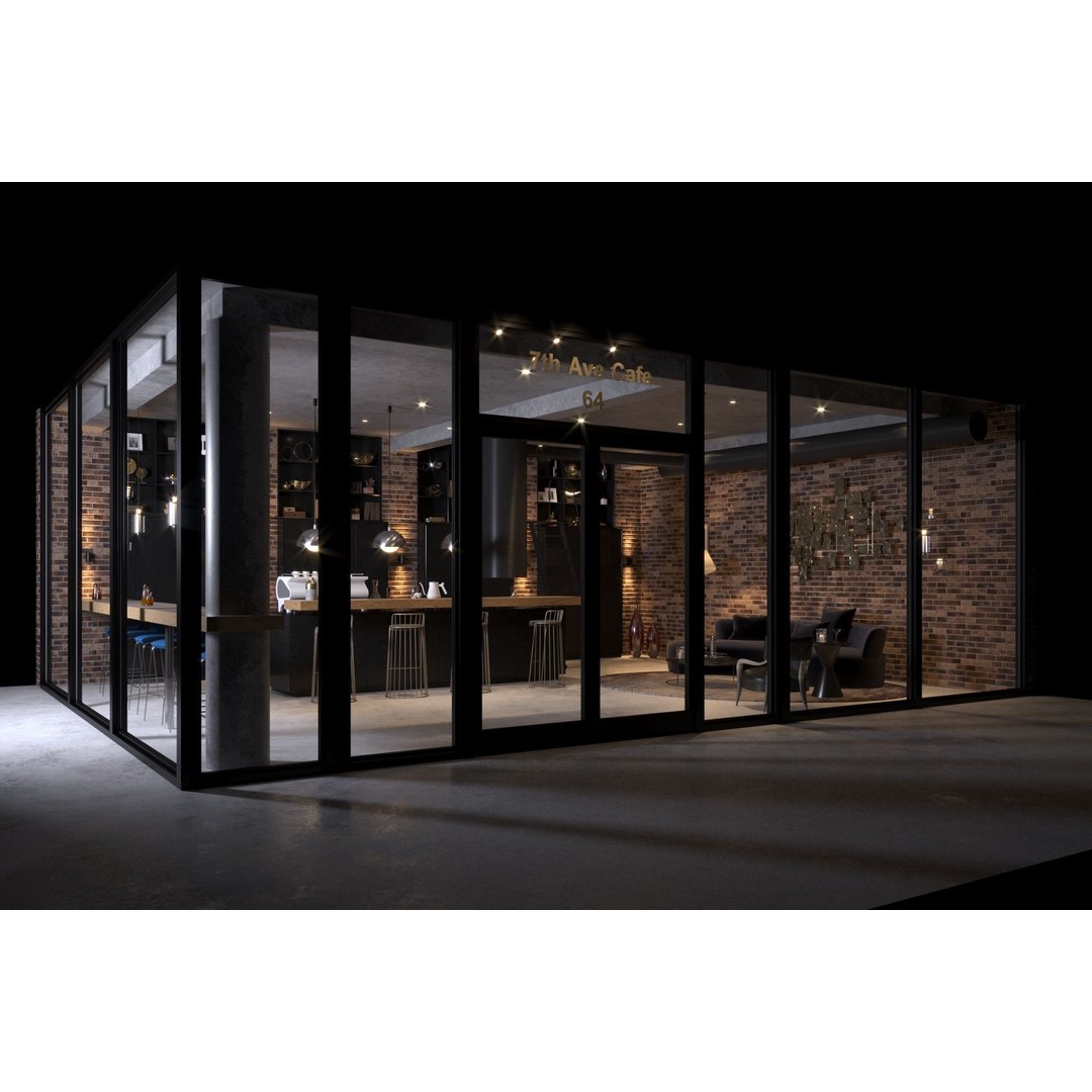 Cafe Bar 3D Model – Low Poly Interior Scene, FBX & OBJ Formats - View 8