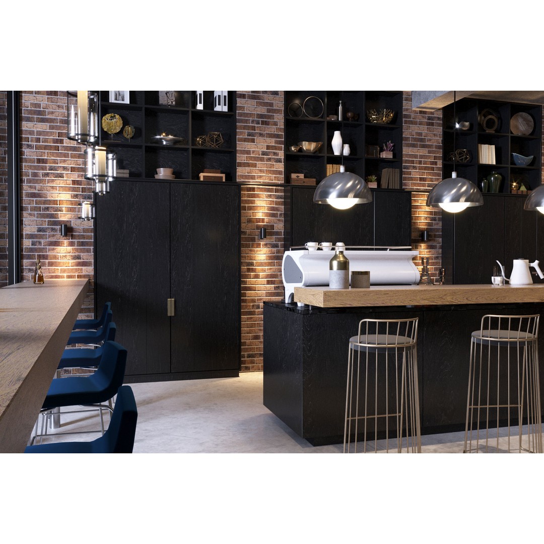 Cafe Bar 3D Model – Low Poly Interior Scene, FBX & OBJ Formats - View 9