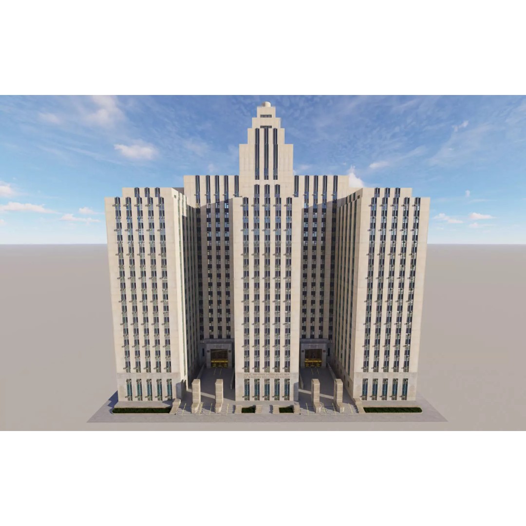 District Attorney's Office 3D Model – Exterior Building, FBX - View 2