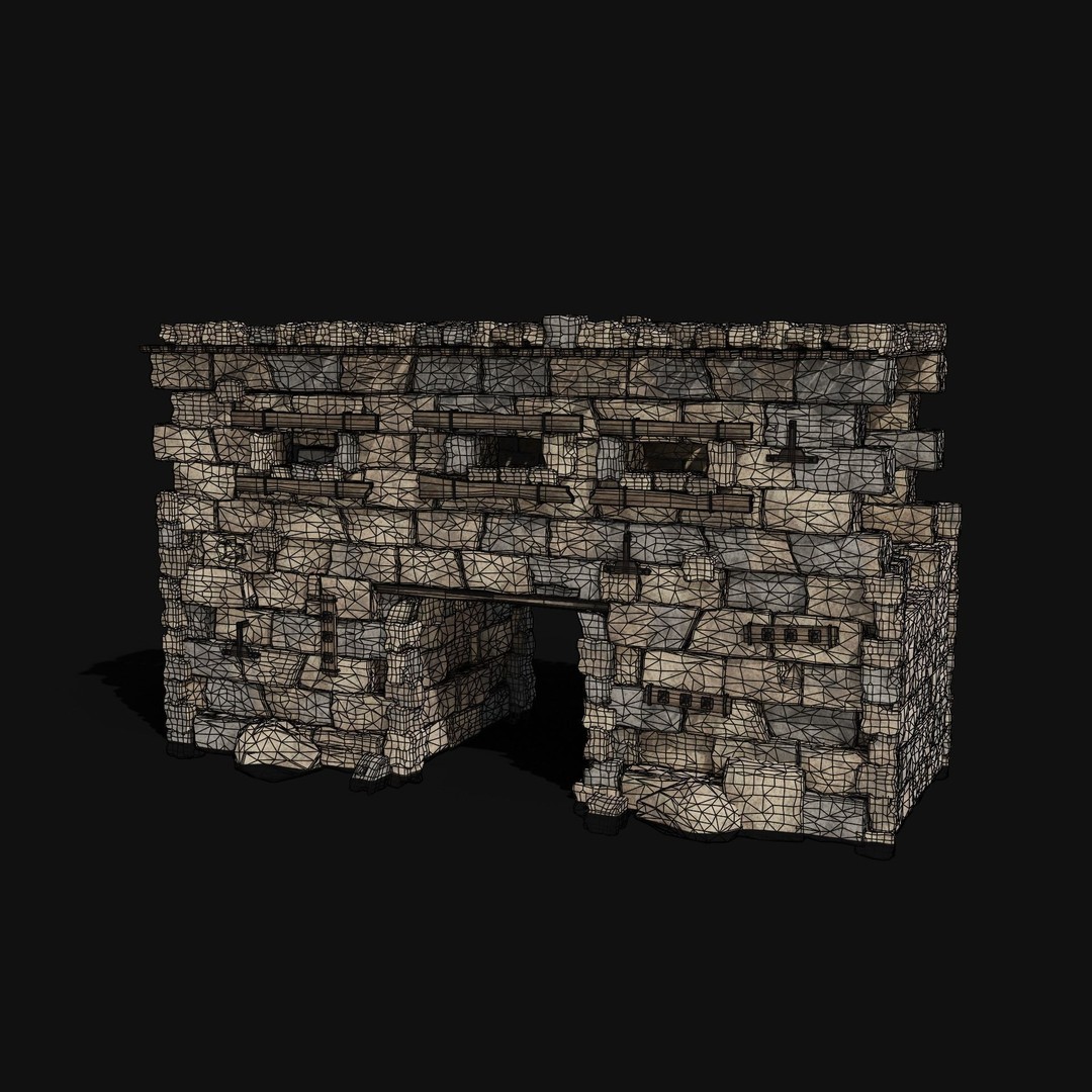 Castle Ruin Walls 3D Model – Low Poly Game Asset, FBX & OBJ - View 10