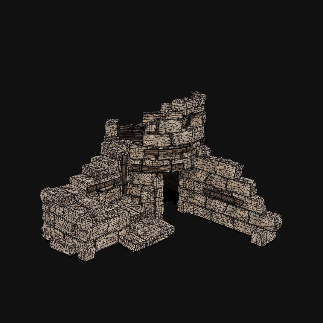 Castle Ruin Walls 3D Model – Low Poly Game Asset, FBX & OBJ - View 13