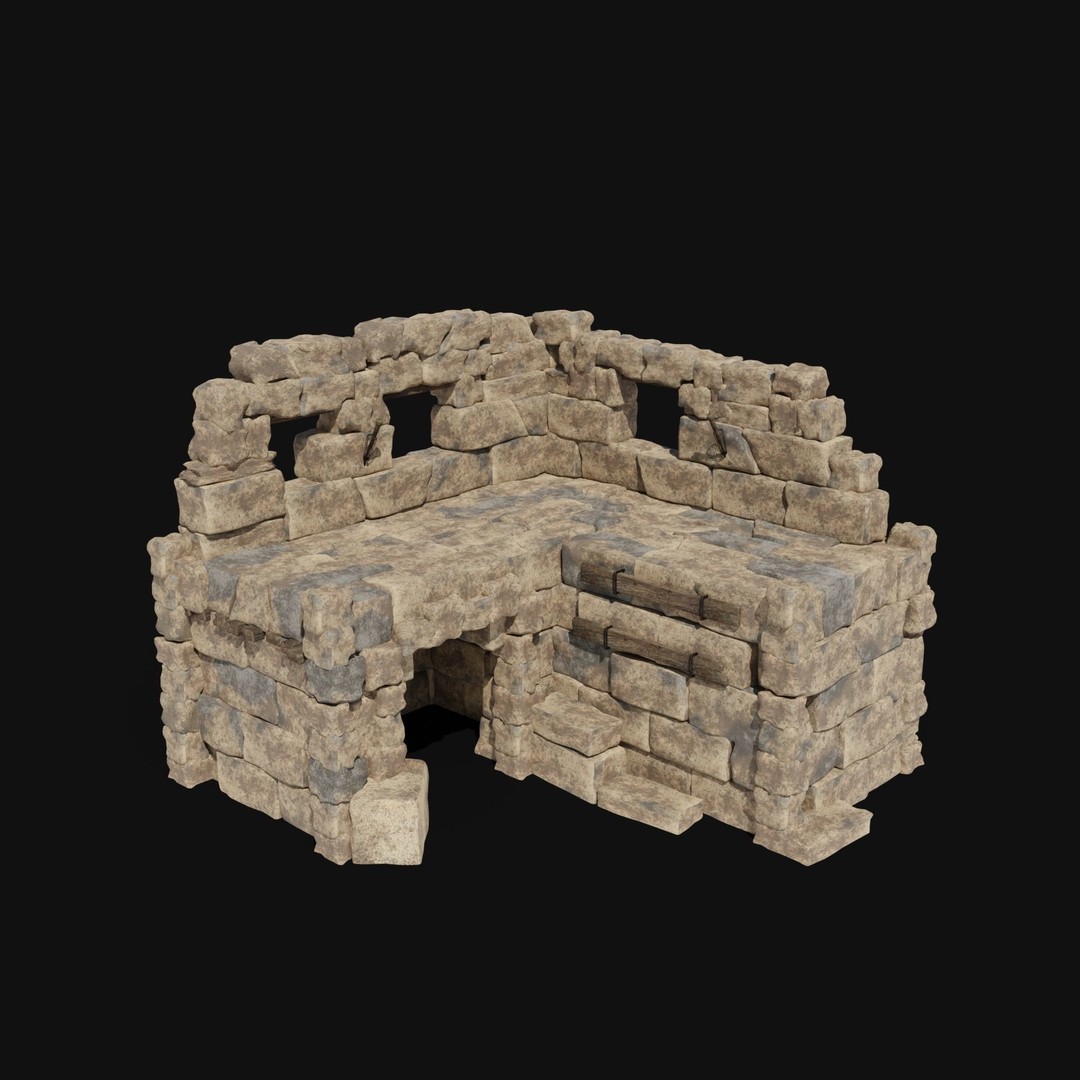 Castle Ruin Walls 3D Model – Low Poly Game Asset, FBX & OBJ - View 15