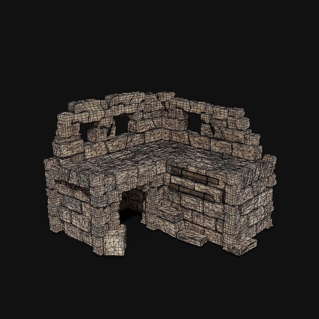 Castle Ruin Walls 3D Model – Low Poly Game Asset, FBX & OBJ - View 16