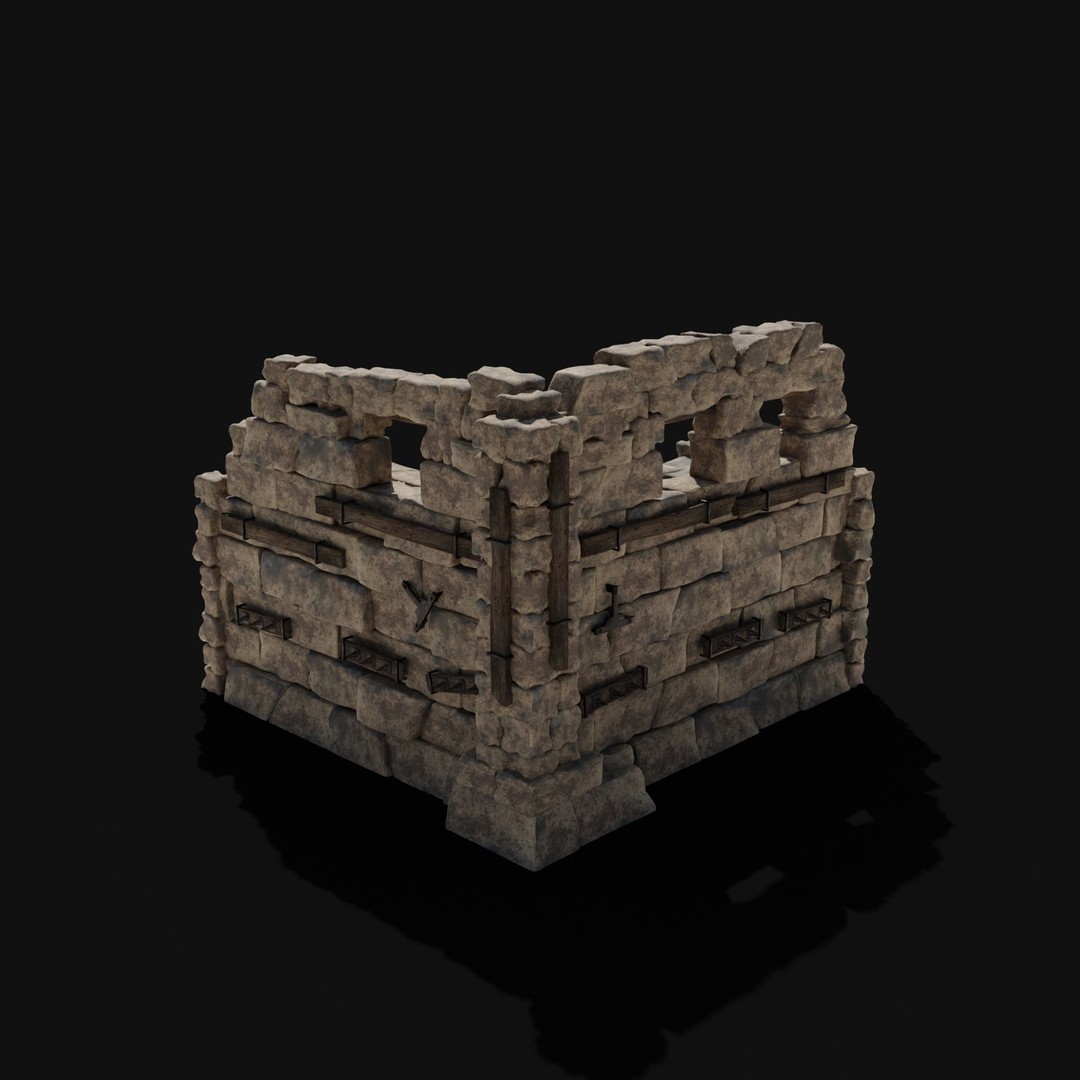 Castle Ruin Walls 3D Model – Low Poly Game Asset, FBX & OBJ - View 17