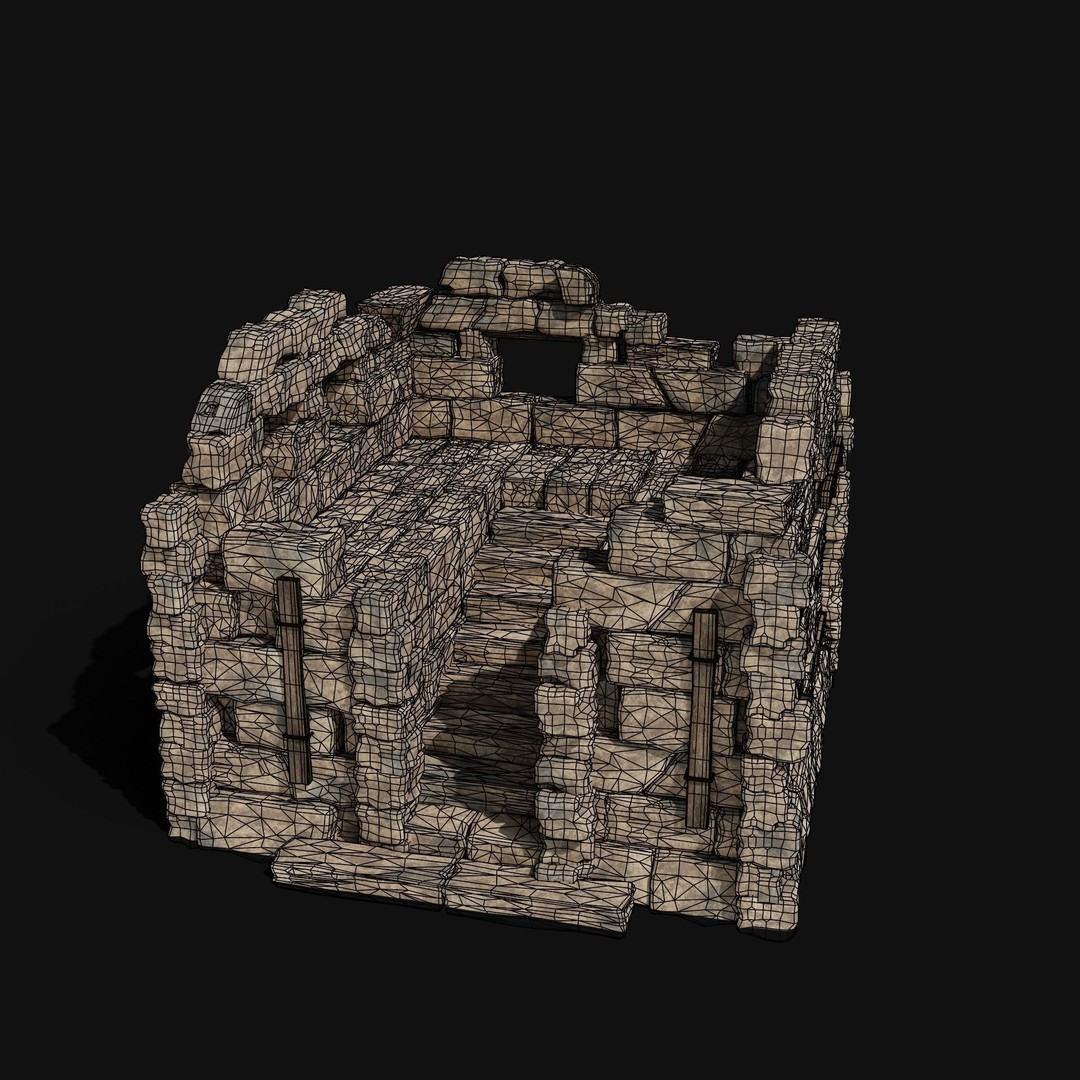 Castle Ruin Walls 3D Model – Low Poly Game Asset, FBX & OBJ - View 19