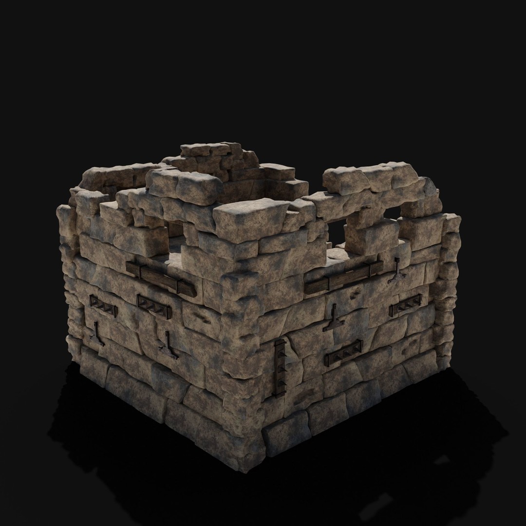 Castle Ruin Walls 3D Model – Low Poly Game Asset, FBX & OBJ - View 20