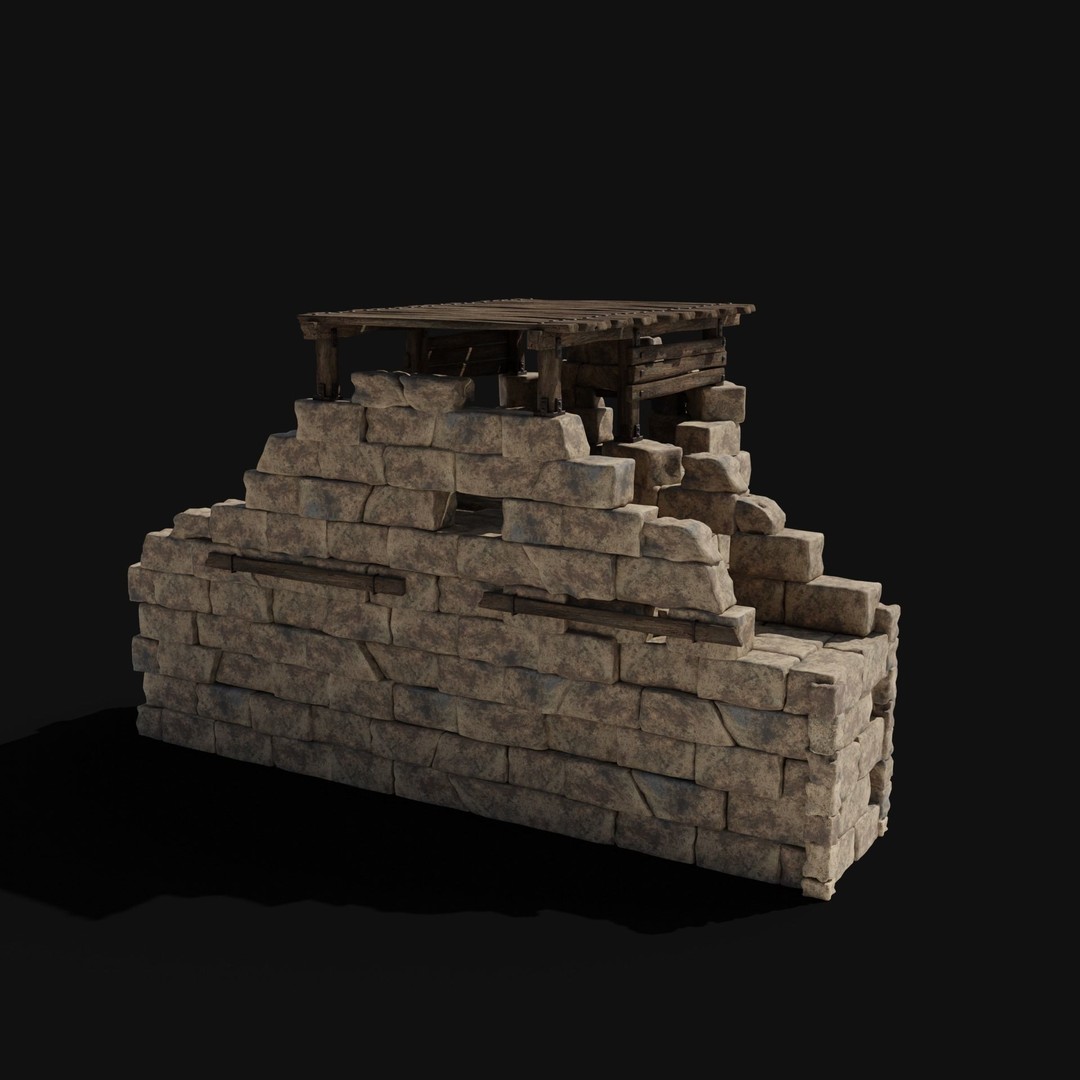 Castle Ruin Walls 3D Model – Low Poly Game Asset, FBX & OBJ - View 21
