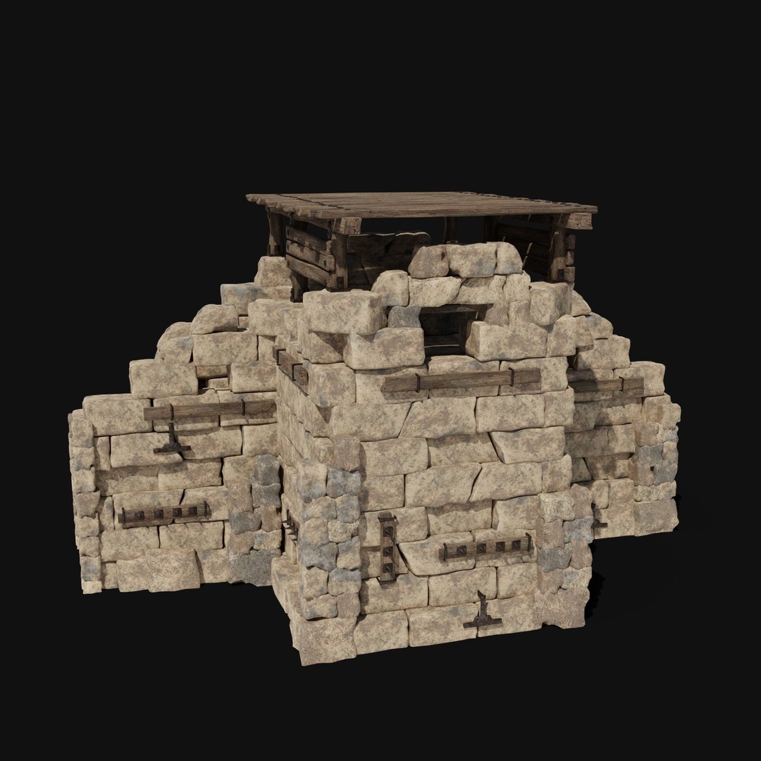 Castle Ruin Walls 3D Model – Low Poly Game Asset, FBX & OBJ - View 22